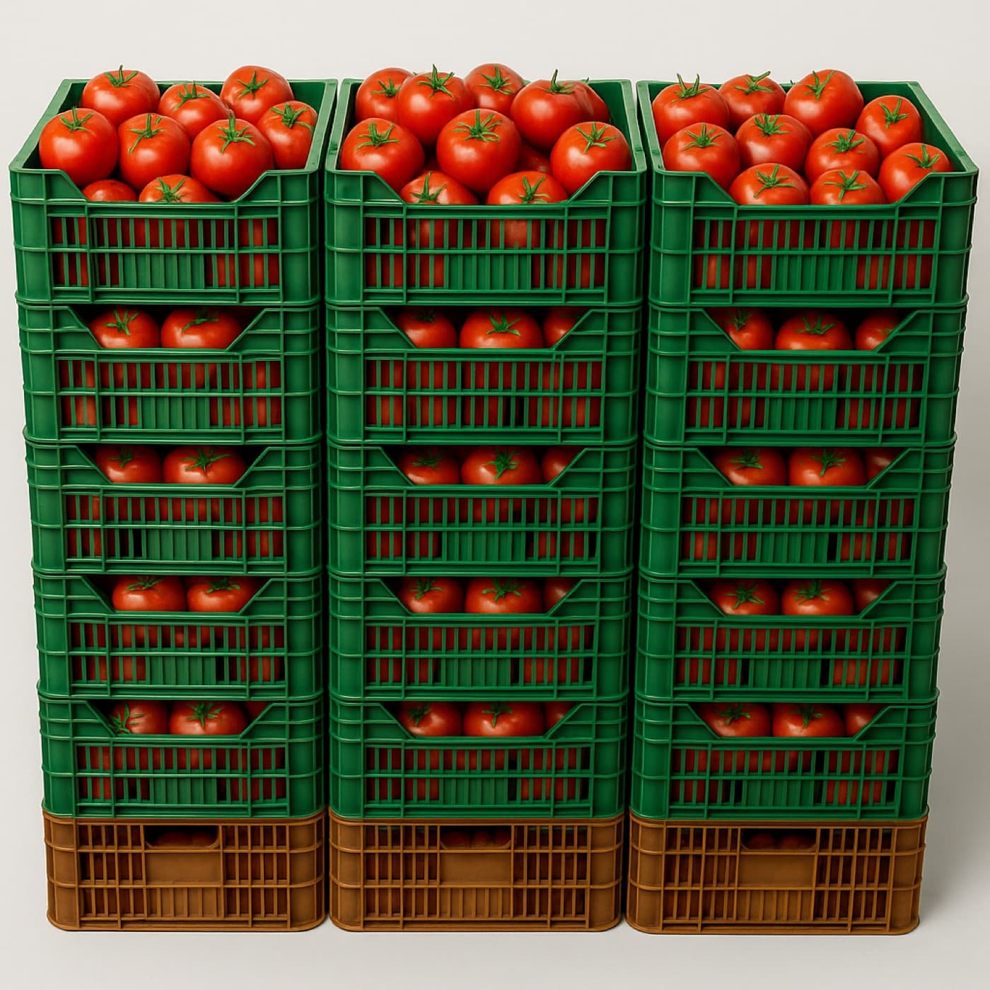Cajas de tomate seleccionado listas para entrega